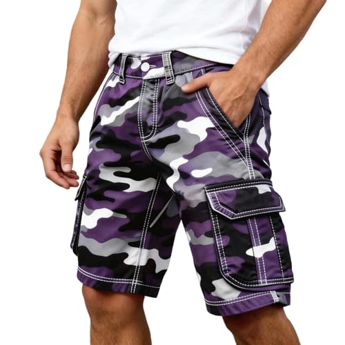 Pantalones Cortos Hombre Trabajo Shorts Cargo Casuales Verano con Estampado Y Bolsillos Delanteros para Uso Diario Pantalon Corto Resistente