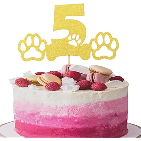 LeeLeeAn Gold Glitter 5 Birthday Cake Topper Cover