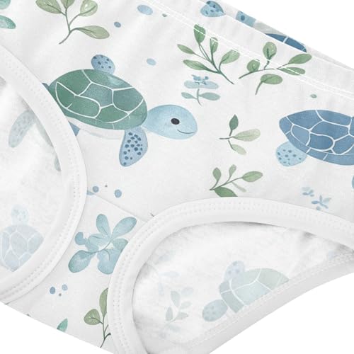 Wusikd Turtles Girls' Underwear Cotton Blue Green Girls Briefs Soft Toddler Underwear 2T4