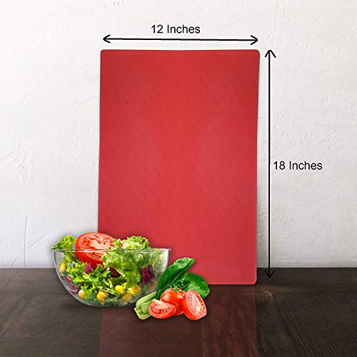Image of Plastic Cutting Chopping Board- Non-Slip Antibacterial Surface with Extra Thickness Red, 18x12 Inches