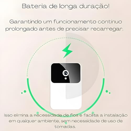 Campainha C/Câmera Wifi S Fio Inteligente Interfone C Áudio