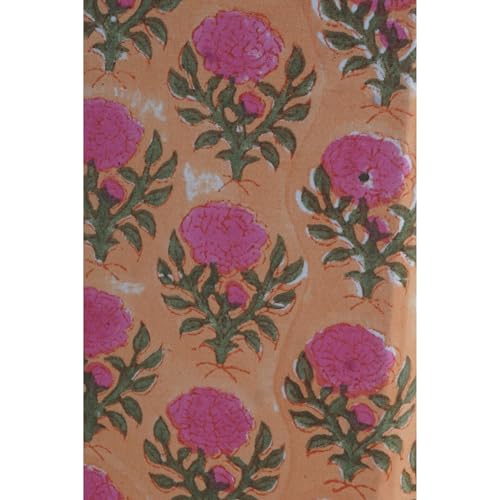 Image of Floral Hand Block Printed 3.3 Gallon Decorative Waste Basket - Eco-Friendly Cardboard Trash Can, Plastic-Free & Sustainable, Perfect for Christmas and Housewarming Gifts (1, Rose FLOWAR)