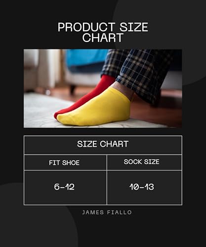 JAMES FIALLO Men's 10 Pairs Classy Extra Lightweight Colorful Patterned Low Cut Size 10-132