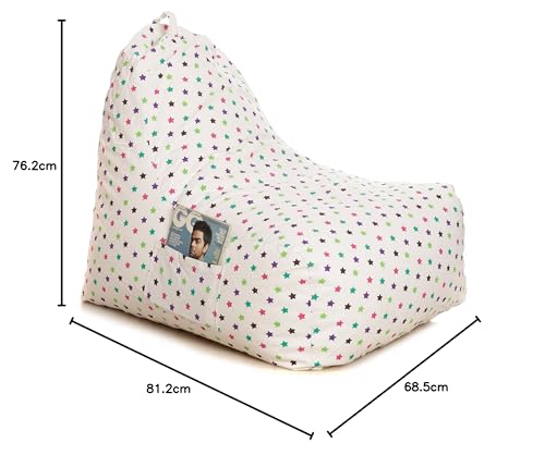 Image of Style Homez HackeyCotton Canvas Star Printed Bean Bag XXL Size Filled with Beans Fillers