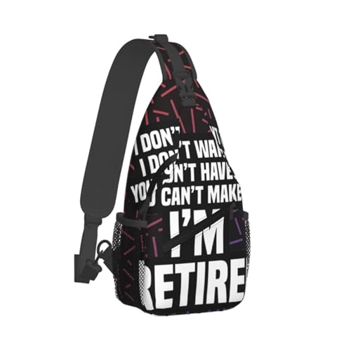 I'M Retired Funny Retirement Small Crossbody Backpack Sling Bag For Men Women Mini One Shoulder Chest Bags Gym Sport Travel Hiking Daypack2