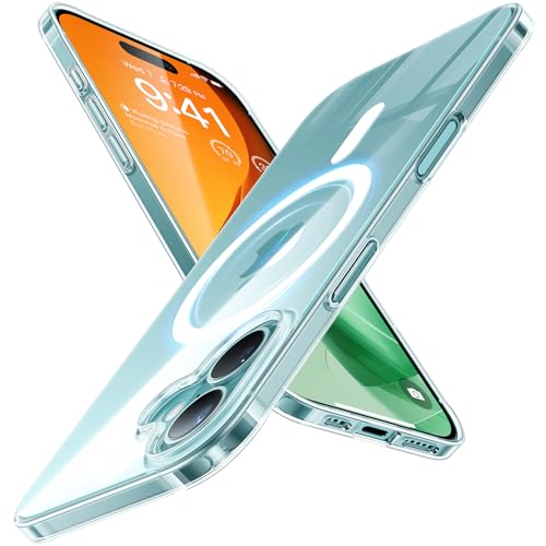 TORRAS Ultra Dünn für iPhone 16 Plus Hülle für MagSafe [Nr. 1 Magnetkraft] Handyhülle iPhone 16 Plus Stoßfest Kratzfest & Samtiger Griff Slim Hülle iPhone 16 Plus Case Transparent