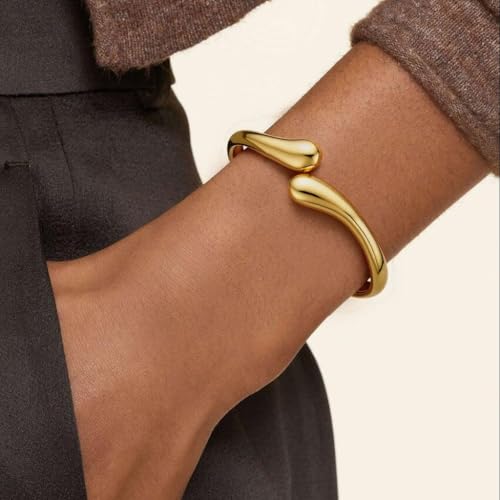 Trendy Twist Chunky Cuff Bracelet, Gold Bangle Bracelets for Women2