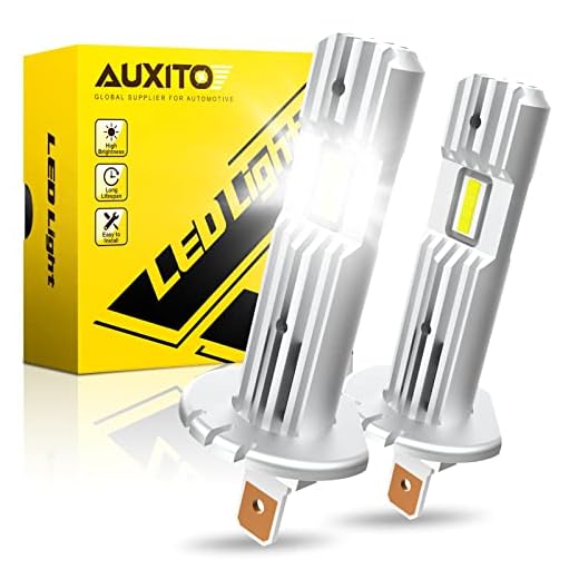 AUXITO 2023 Upgraded H1 LED Bulb, 1:1 Mini Size 6500K White, No Adapter Required Easy install, H1ll Fanless LED Headlamp Kit Low Beam High Beam Fog lights, Canbus Ready, Pack of 2