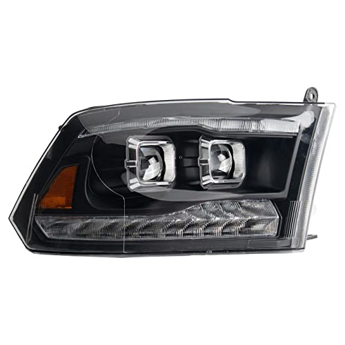 Image of TRQ Performance Left and Right Headlight Assembly Set Projector Clear Lens Compatible with 11-18 Ram 1500 2500 3500 with Quad Headlights 19-22 Ram 1500 Classic with Quad Headlights Halogen Only