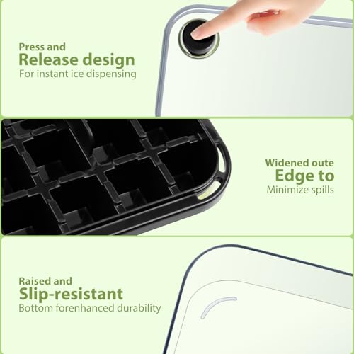 Ghiaccio Stampo,Forme per Ghiaccio,Stampo Ghiaccio con Coperchio e Contenitore,Rilascia Tutti i Cubetti Ghiaccio in un Secondo, senza BPA, 64 Stampi Ghiaccio(Nero) - immagine 4