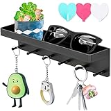 TWBEST Soporte para Llaves de Pared,Estante para Llaves con 6 Ganchos Negro+1 Gancho de Enchufe,para Oficina,Entrada,Cocina etc