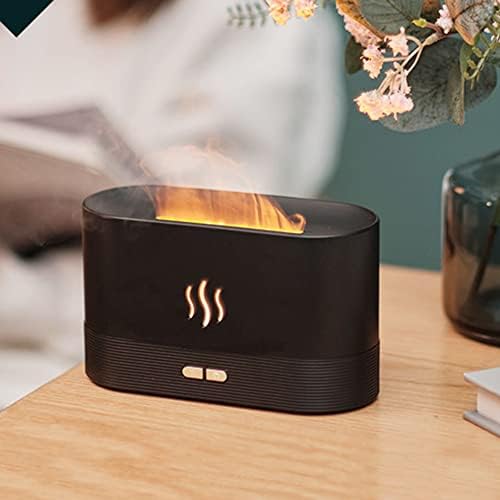 Flame Diffuser, Cool Mist Humidifiers with Flame Effect Night Light, Auto Shut-off, Super Quiet Flame Humidifier for Bedroom Small Room Office Travel (Black)