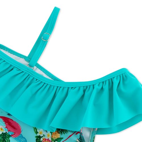 Image of Alakuoti Girls One Piece Swimsuits Cutout Ruffle Bathing Suit Quick Dry Beach Swimwear with Adjustable Strap 5-14 Years