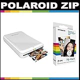 Polaroid ZIP Mobile Printer ZINK Zero Ink Printing Technology - With Polaroid 2x3 inch Premium ZINK Photo Paper (70 Sheets)- White