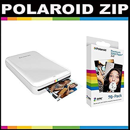 Polaroid Zip Mobile Printer Zink Zero Ink Printing Technology - with Polaroid 2x3 inch Premium Zink Photo Paper (70 Sheets)- White
