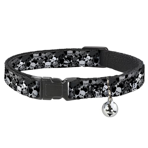 Collar de gato breakaway Buckle-Down de calaveras apiladas negro 2