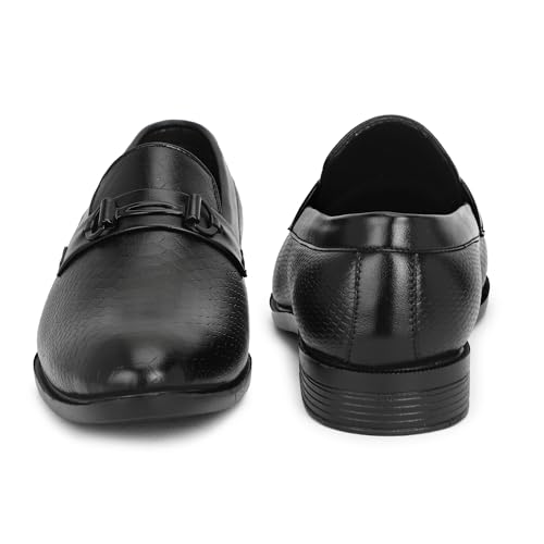 Image of NARKI Men's Tan Formal Loafers - Stylish Slip-On Synthetic Leather Dress Shoes | Textured Office Wear Shoes for Men