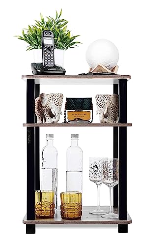 Image of Ash & Roh 3-Tier Turn-N-Tube End Table-MDF Engineered Wood Side Table- Nightstand with Storage Shelf for Living Room, Bedroom. (3-Tier End Table)
