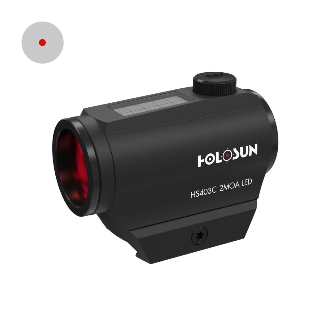 Holosun HS403C Microdot Rotpunkt Visie mit 2MOA Punkt Absehen und Solarzelle, schwarz, Picatinny Schiene, für die Jagd, Sportschießen und Softair, Tactical Micro red d… - 70127386