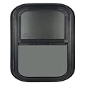 OUTPRIZE Vertical RV Window, 14" W x 16" H Tinted Sliding RV Window with Net Screen and Trim Ring, Suitable for 15/16" or 1-3/8" and Slightly Thicker Up to 1/16" Walls, DOT Approved