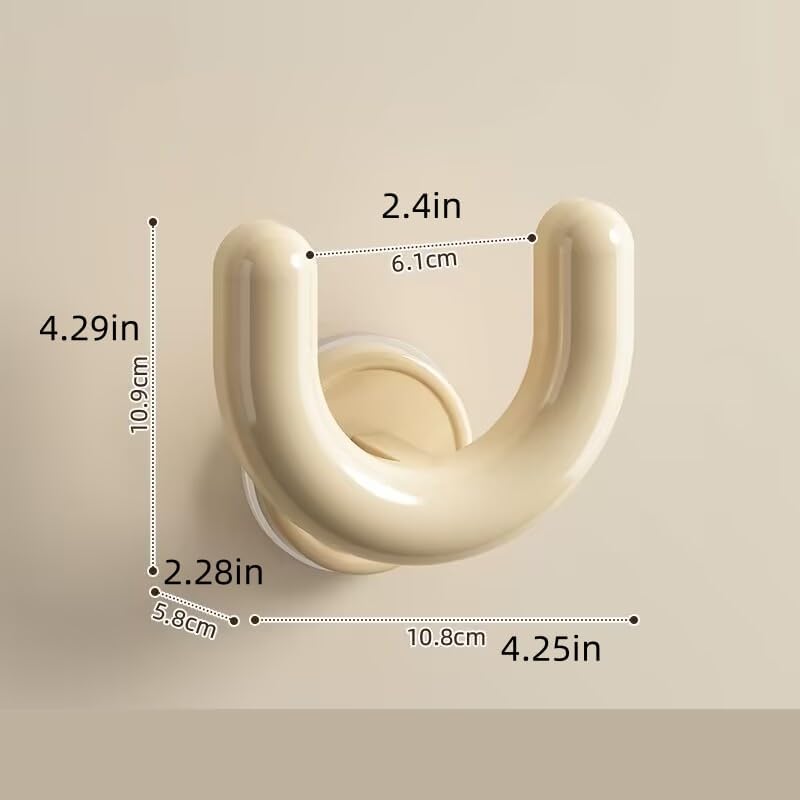 Wall Mounted Shoe Rack with Suction Cup, U-Shaped Hooks for Slippers Storage, White, 2 Pack