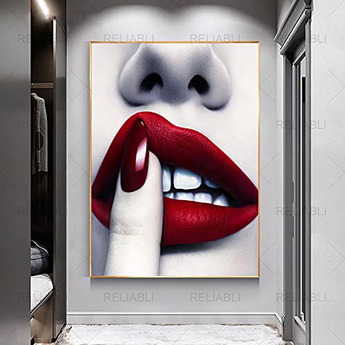 Toile lèvres rouges sexy pour rajeunir la déco d'un salon - 3