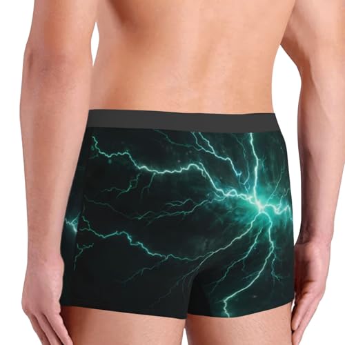 Green Lightning Flash Print Underwear For Men Comfy Cozy Holiday Boxer Briefs4