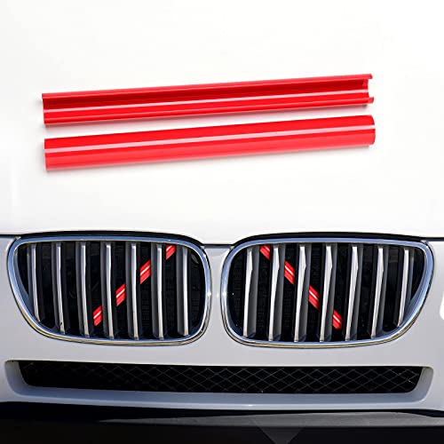 Image of AggAuto Compatible with BMW Grille Inserts Stripes for F25 X3 2011-2021 / G01 X3 2017-2021 / G02 X4 2018-2021 / G05 X5 2018-2021 Grill Insert Accessories Red V Brace Cover