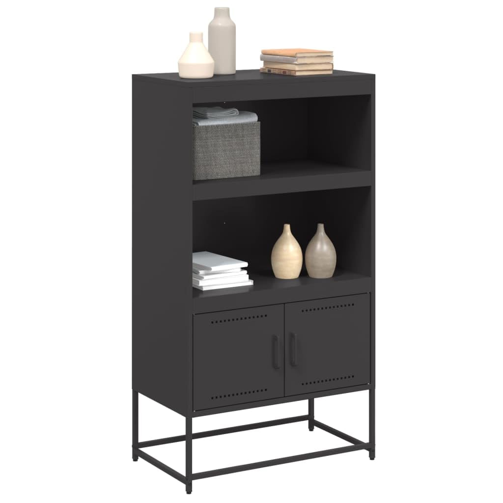 Armadio alto nero, 68,5 x 38,5 x 123,5 cm, in metallo con ante