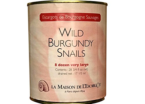 Premium Escargot Wild Burgundy Snails – Rated Number One – Best For Escargot Recipes, Various Sizes … (8 Dozen Very Large)