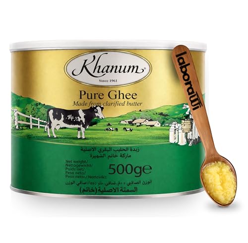 Mantequilla Clarificada Premium 100% Natural - Pure Ghee - Keto Friendly, Alto Punto de Humo, Sin Gluten - Ideal para Cocina Saludable - Laborawi (500g)