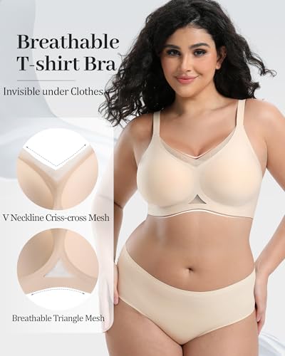 Image of Jelly Bras for Women No Underwire Mesh Wireless Crossover Bra Seamless Full Coverage Lift T Shirt Sleep Bralettes