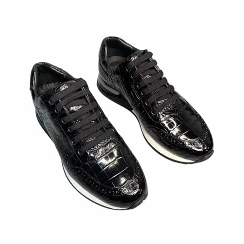 Authentic Exotic Crocodile Skin Male Black Footwear Sneakers Genuine Real Alligator Leather Men's Soft Lace-up Walking Shoes