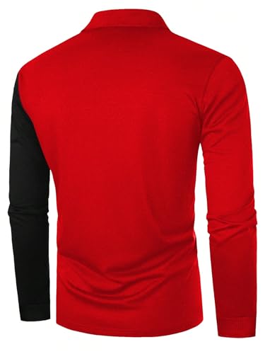SOLY HUX Men's Golf Color Block Tennis Shirts Long Sleeve Collared Business T-Shirt2