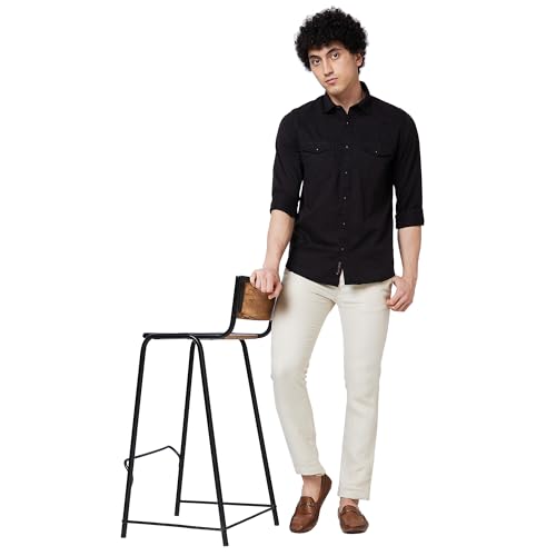 Image of Spykar Men's Regular Fit N /A Full Sleeve Solid Casual Shirts