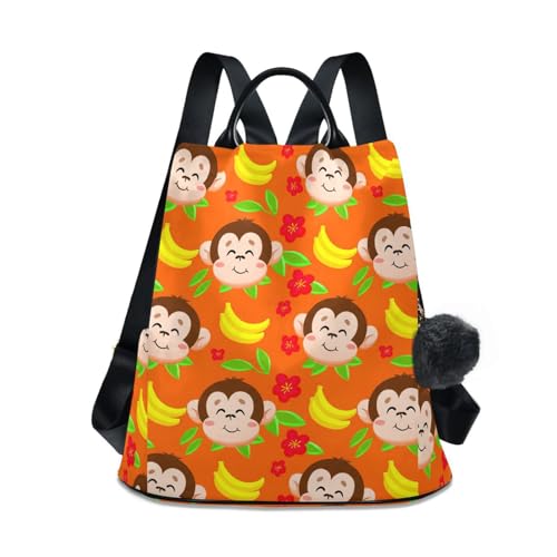 Sac à dos femme orange avec fermeture éclair antivol et poches de rangement