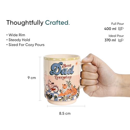 Image of Shay Dad Printed Ceramic Coffee Mug, 300 ml | Father's Day Mug for Dad, Papa | Tea, Coffee for Home & Office use (Rise Mug 1Pc Dad)