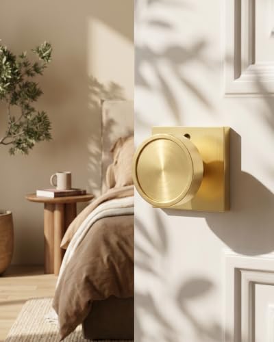 Image of Goldenwarm Gold Door Knobs Interior, Privacy Door Knob Zinc Alloy, Brushed Gold Interior Door Knobs for Bedroom Bathroom, 12 Pack