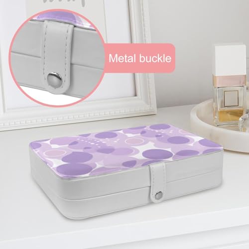 Boîte à bijoux circulaire violette pour voyage et déplacements