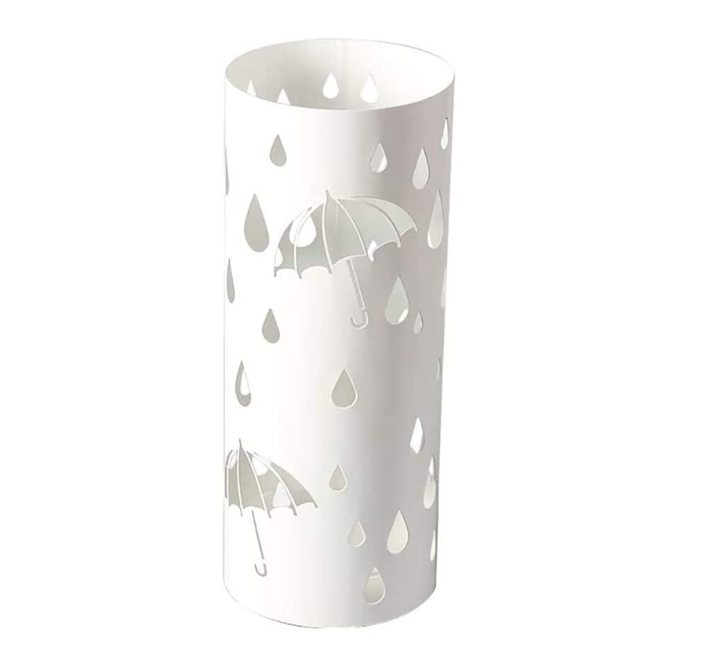 Porte-parapluie d'intérieur rond blanc en métal pour éviter l'eau sur le parquet