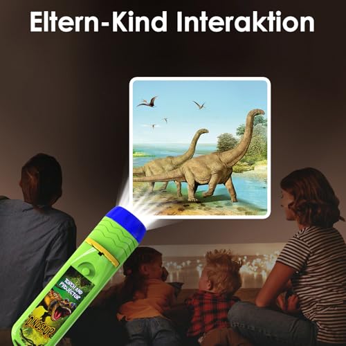 Pup Go Projektor Taschenlampe Dinosaurier für Kinder ab 3+ Jahren, Weihnachtsgeschenke & Nikolaus Geschenke für Jungen, 3 Disks 24 Bilder, Geschichte Diashow Beamer,Dinosaurier Spielzeug