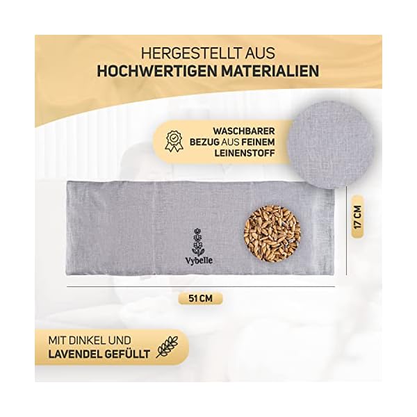 Vybelle® Körnerkissen (51x17cm) 5-Kammer Wärmekissen Mikrowelle [mit wohltuenden Lavendelblüten] Dinkelkissen mit… – Bild 3
