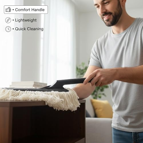 Image of Signamio Car Duster Microfiber Brush Car Cleaning Accessories Compact Soft Non Scratch Fibers for Interior and Exterior Dusting Detailing and Quick Touch Ups - White