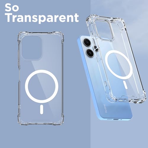 Image of Pikkme Back Cover for Redmi 12 5G / Poco M6 Pro 5G Mag-Safe Shockproof PC + TPU | Protective Case Magnetic Support | Bumper Case (Transparent Mag-Safe)
