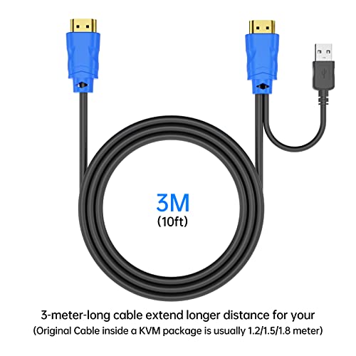 Yinker KVM Cable 10ft 2 Pack, USB HDMI KVM Cable for HDMI KVM Switch USB and HDMI 2in1 Integrated Cable (3m) - Thumbnail 5