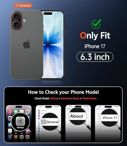 Image of FNTCASE for iPhone 17 Case Matte: Magnetic Translucent Phone Cases with Screen Protector and Lens Protection Durable Textured Rugged Shockproof Protective Slim Cell Cover 6.3 inch (C-Black)