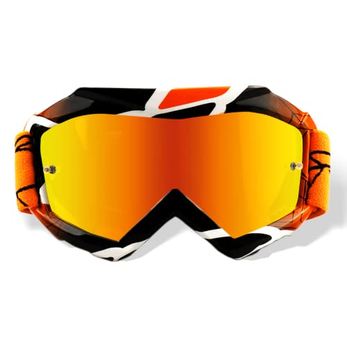 NENKI Youth Kids Dirt Bike Goggles, Kids Motocross Goggles OTG MX ATV Motorcycle Goggles Off Road Glasses with Anti Fog 100% UV Protection Lens,Orange Tinted Lens