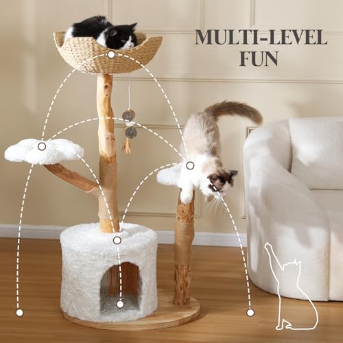 Árbol para gatos de madera natural PEGIC 47 pulgadas miniatura 2