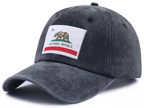 Image of California State Flag Hats for Women Men, Adjustable Cotton California Bear Baseball Cap