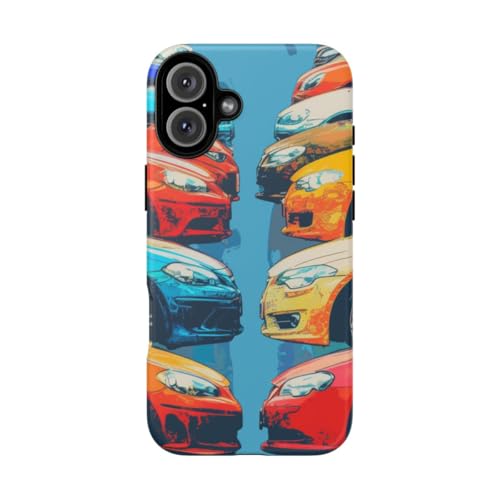 Coque iPhone 16 Plus anti-traces voitures modernes colorées mate rigide